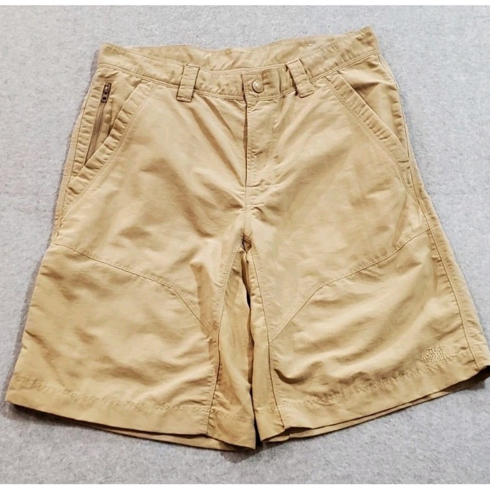 North Face Men's Axez Shorts‎ Size 32 Tan 5-pocket Zipper Hiking Outdoors